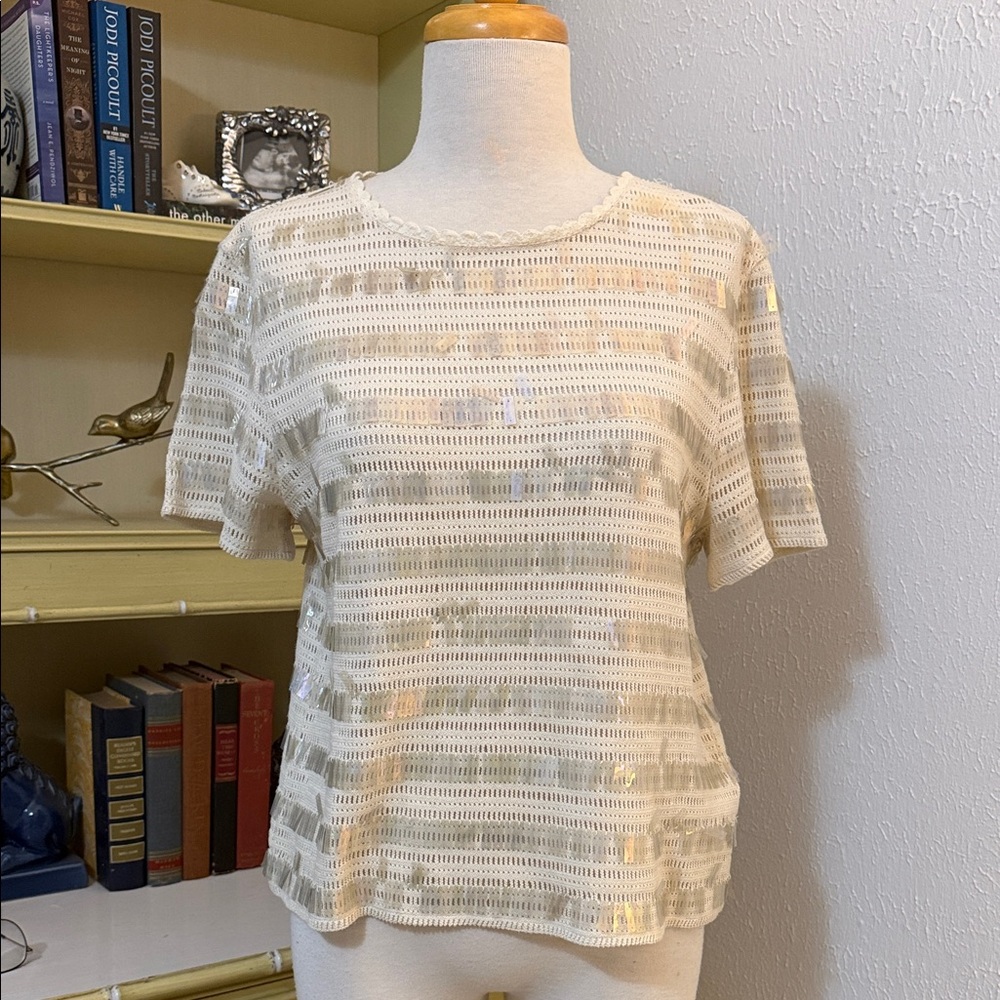 NWOT JCrew Crochet Sequin Top